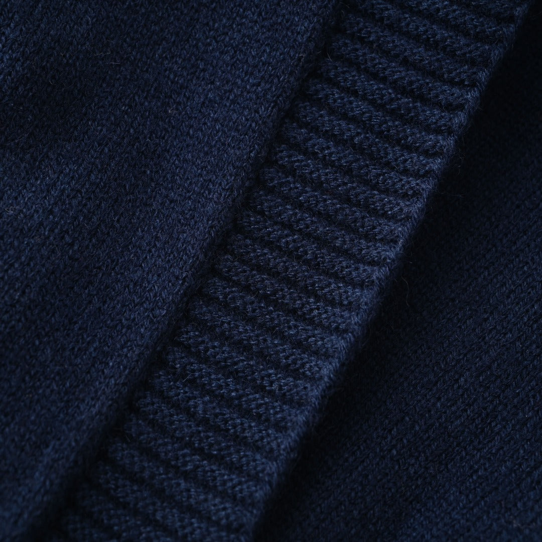 Relaxed V-Neck Cardigan Navy Blue