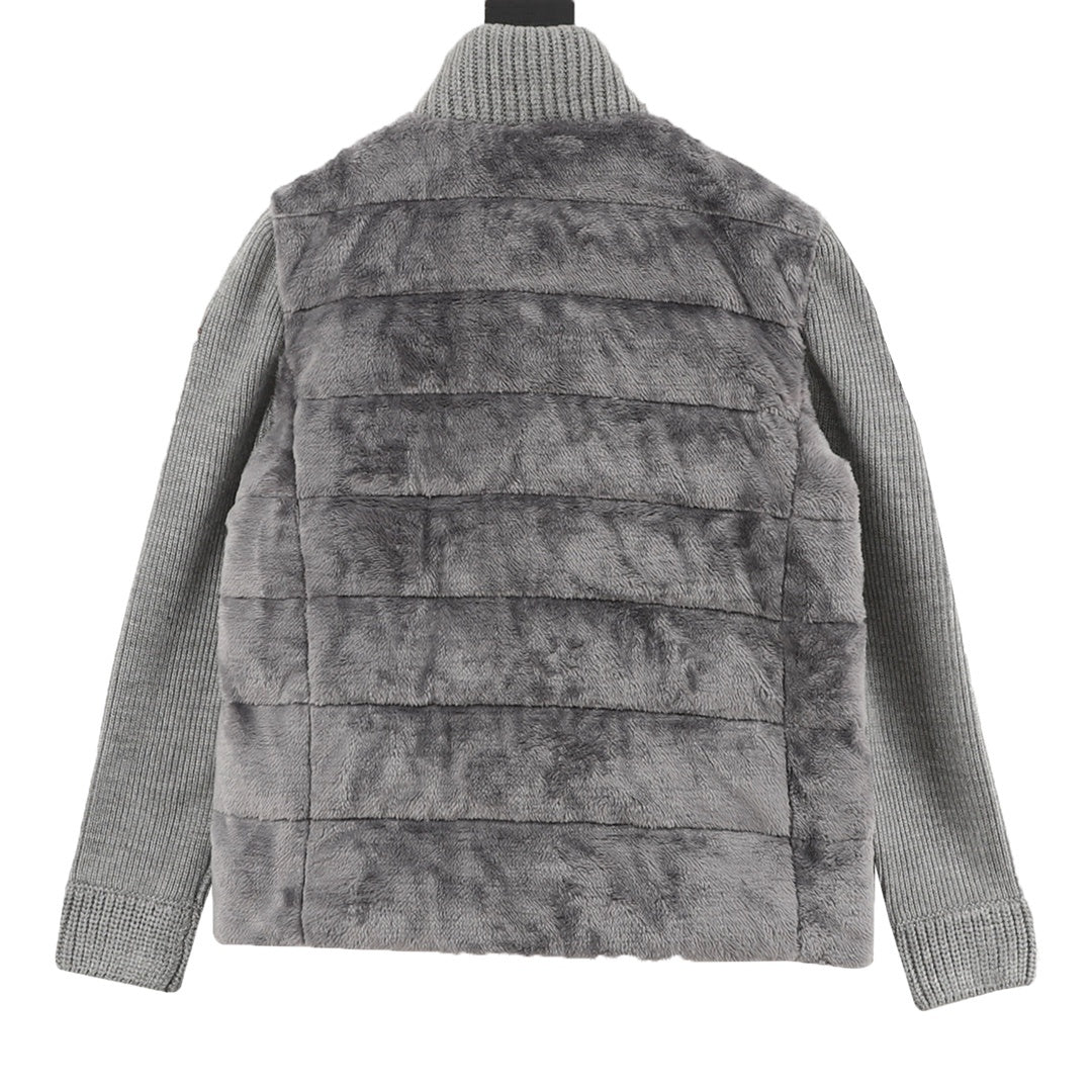 Padded Wool Teddy Cardigan Grey
