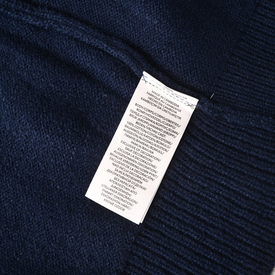 Relaxed V-Neck Cardigan Navy Blue