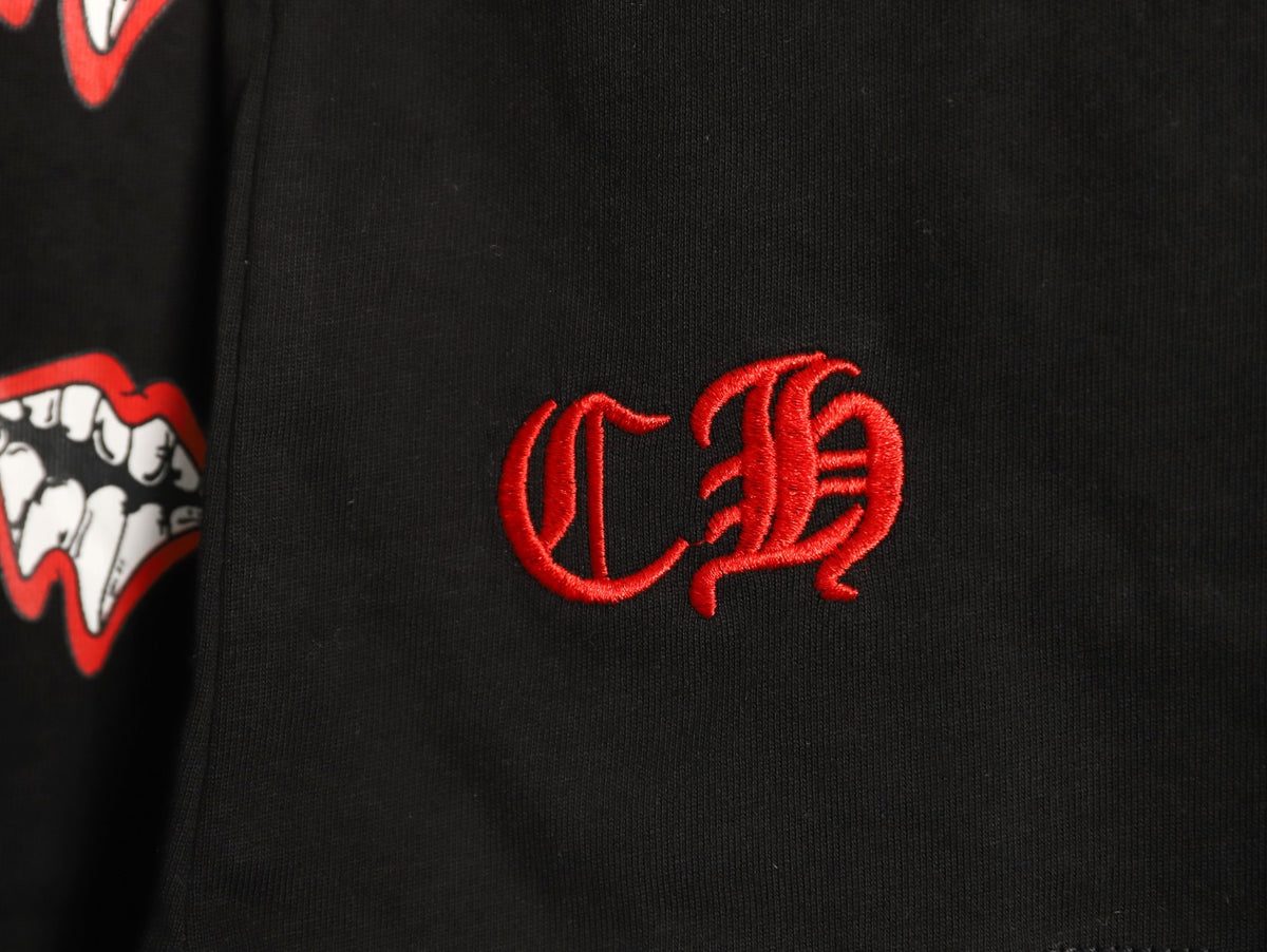 Toothy Lips Cross Long Sleeve T-Shirt Black & Red