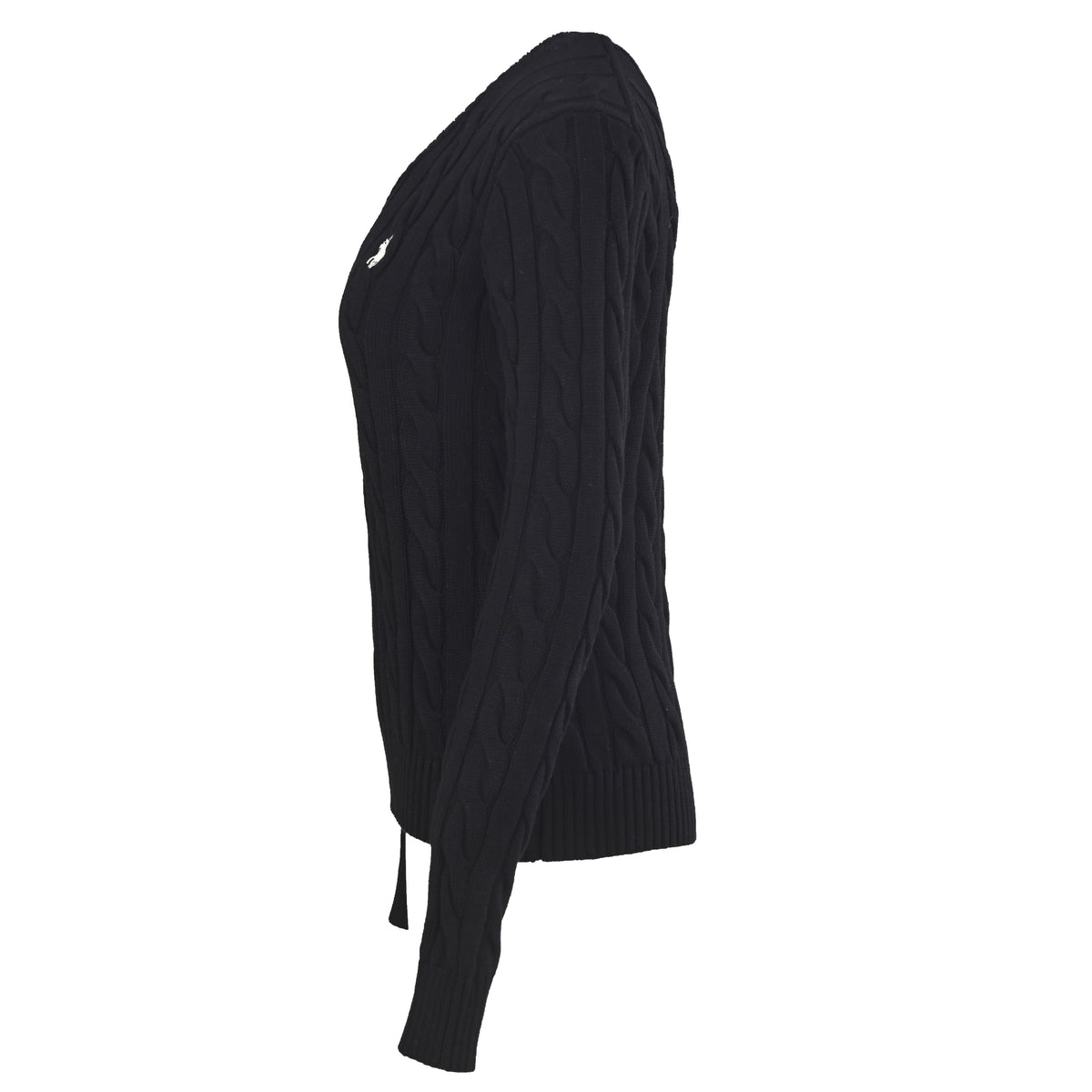 Cable-Knit V-Neck Sweater Black