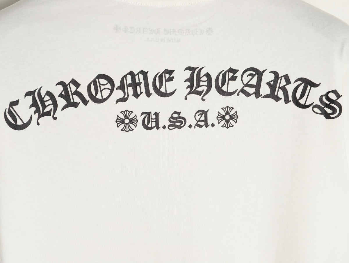 Horseshoe Floral Sleeve Long Sleeve T-Shirt White