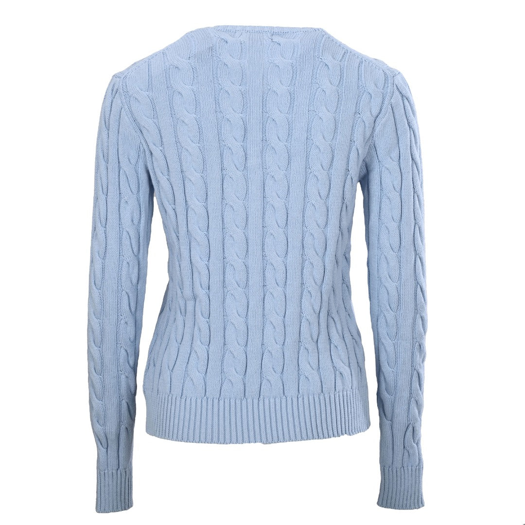 Cable-Knit V-Neck Sweater Light Blue