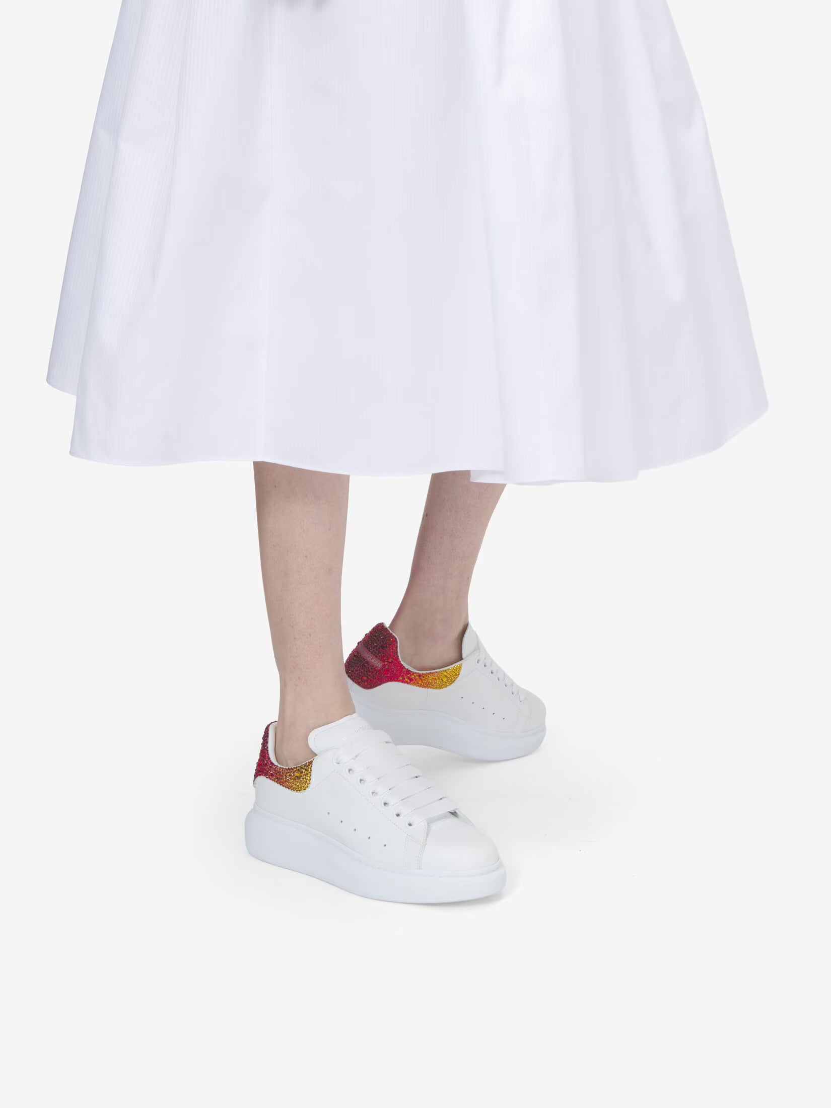 Alexander McQueen Oversized Sneaker in White Orange