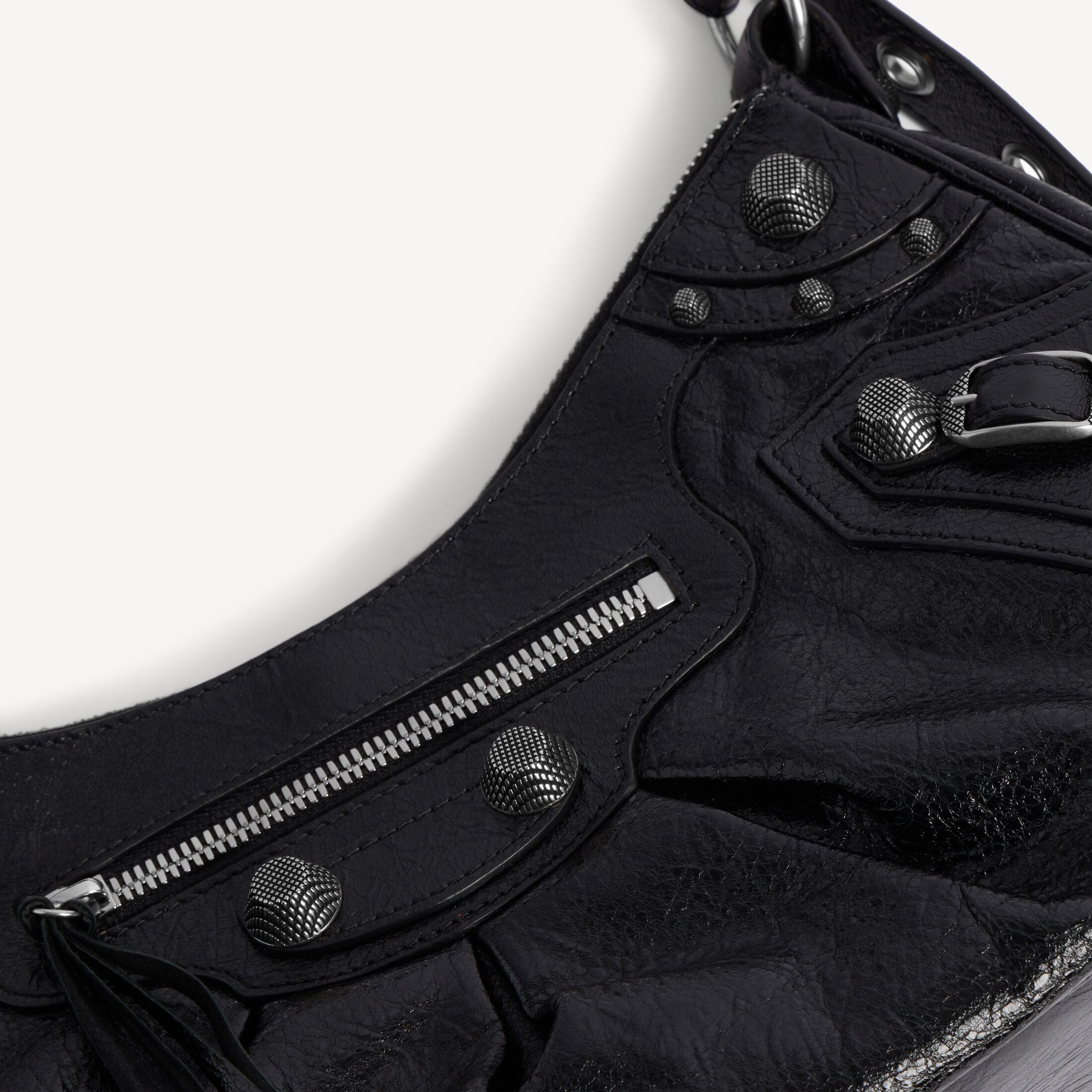 Balenciaga Le Cagole Small Shoulder Bag in Waxed Suede Calfskin