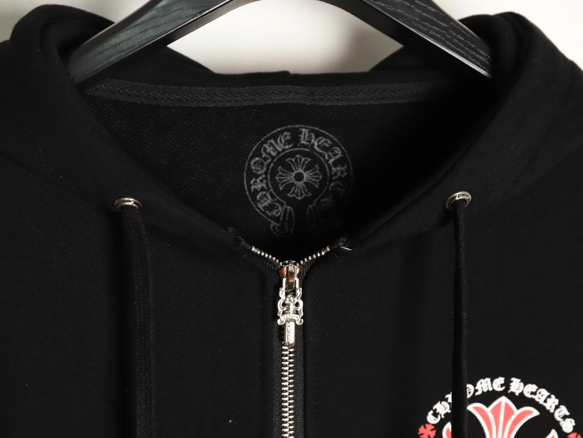 Made In Hollywood Plus Cross Zip-Up Hoodie Black & Red