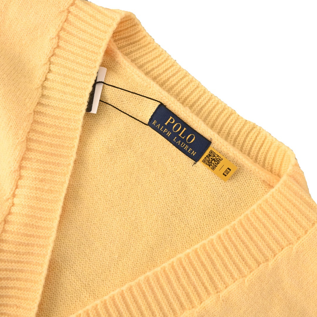 Relaxed V-Neck Cardigan Pale Yellow
