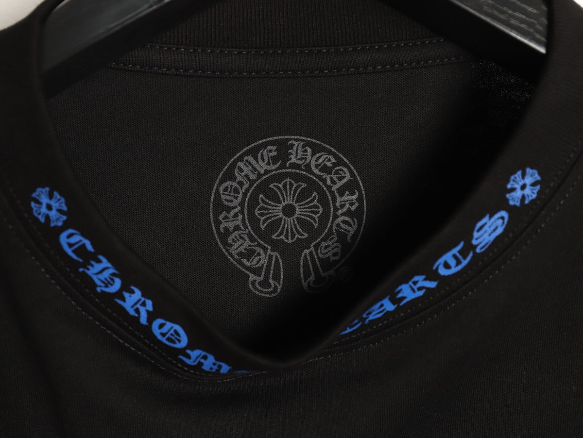 Neck Logo Long Sleeve Pocket T-Shirt Black & Blue