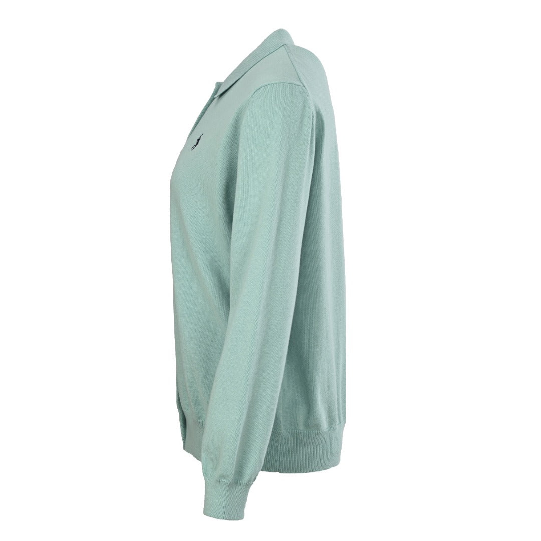 Polo Collar Buttoned Cardigan Mint Green