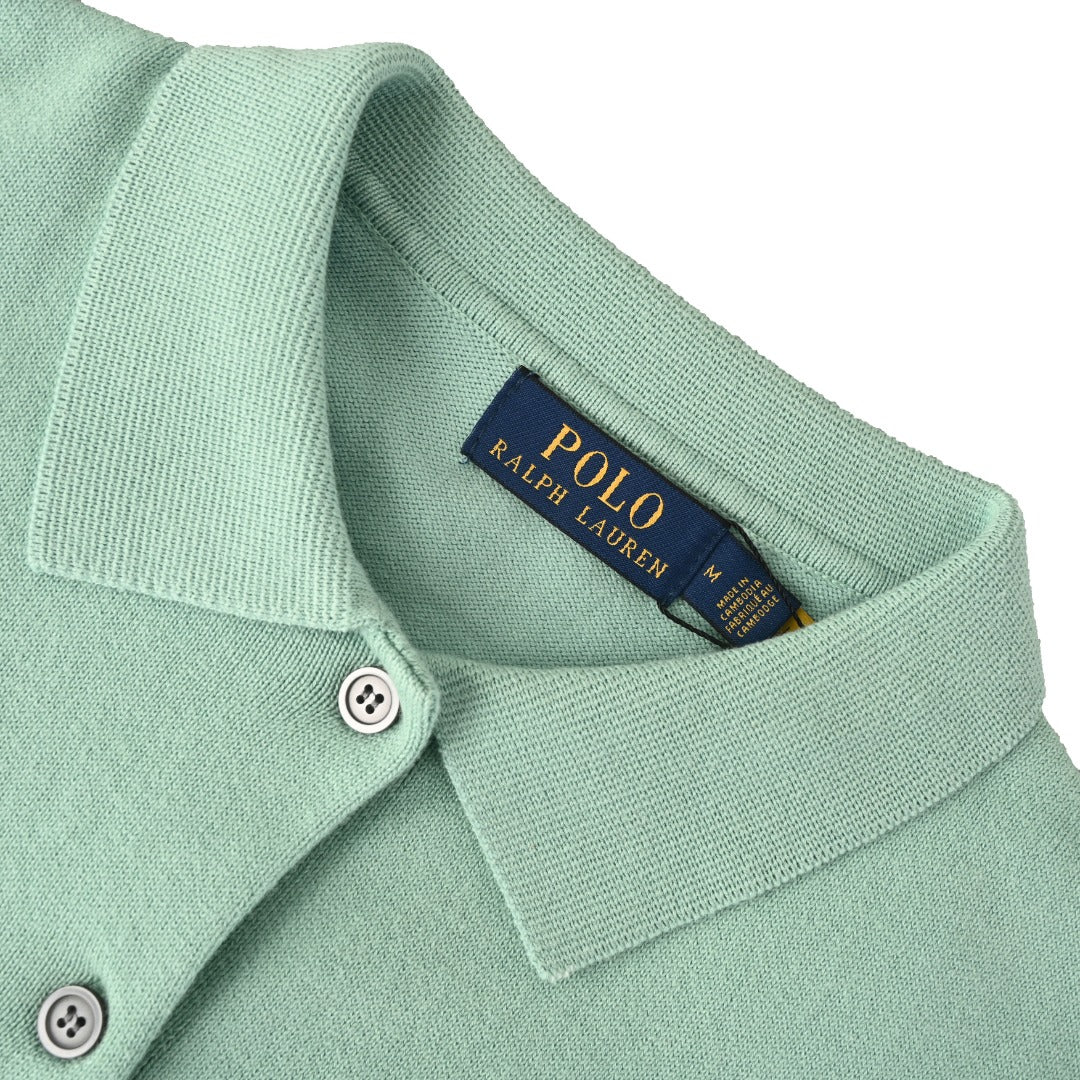 Polo Collar Buttoned Cardigan Mint Green