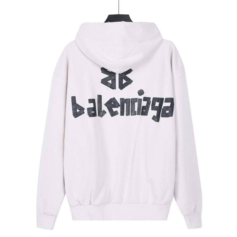 New Tape Type Oversized Hoodie Off-White