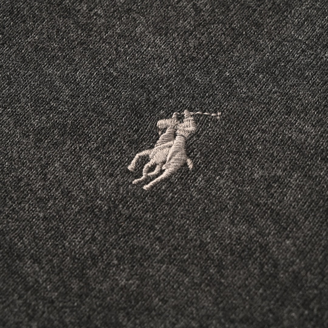Fine-Knit Polo Sweater Charcoal Grey