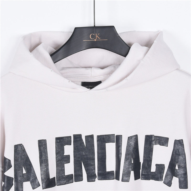 New Tape Type Oversized Hoodie Off-White