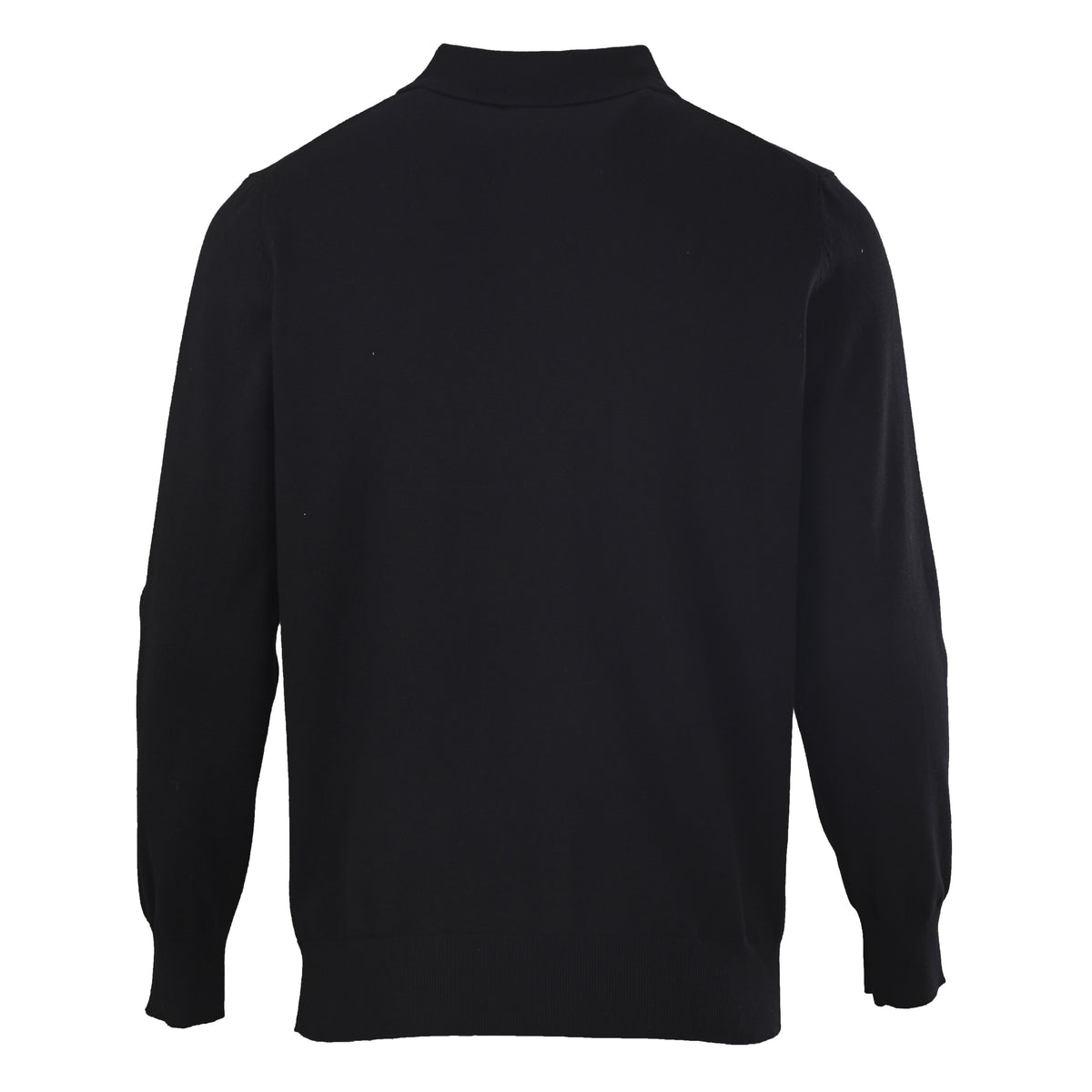 Washable Wool Polo-Collar Sweater Black