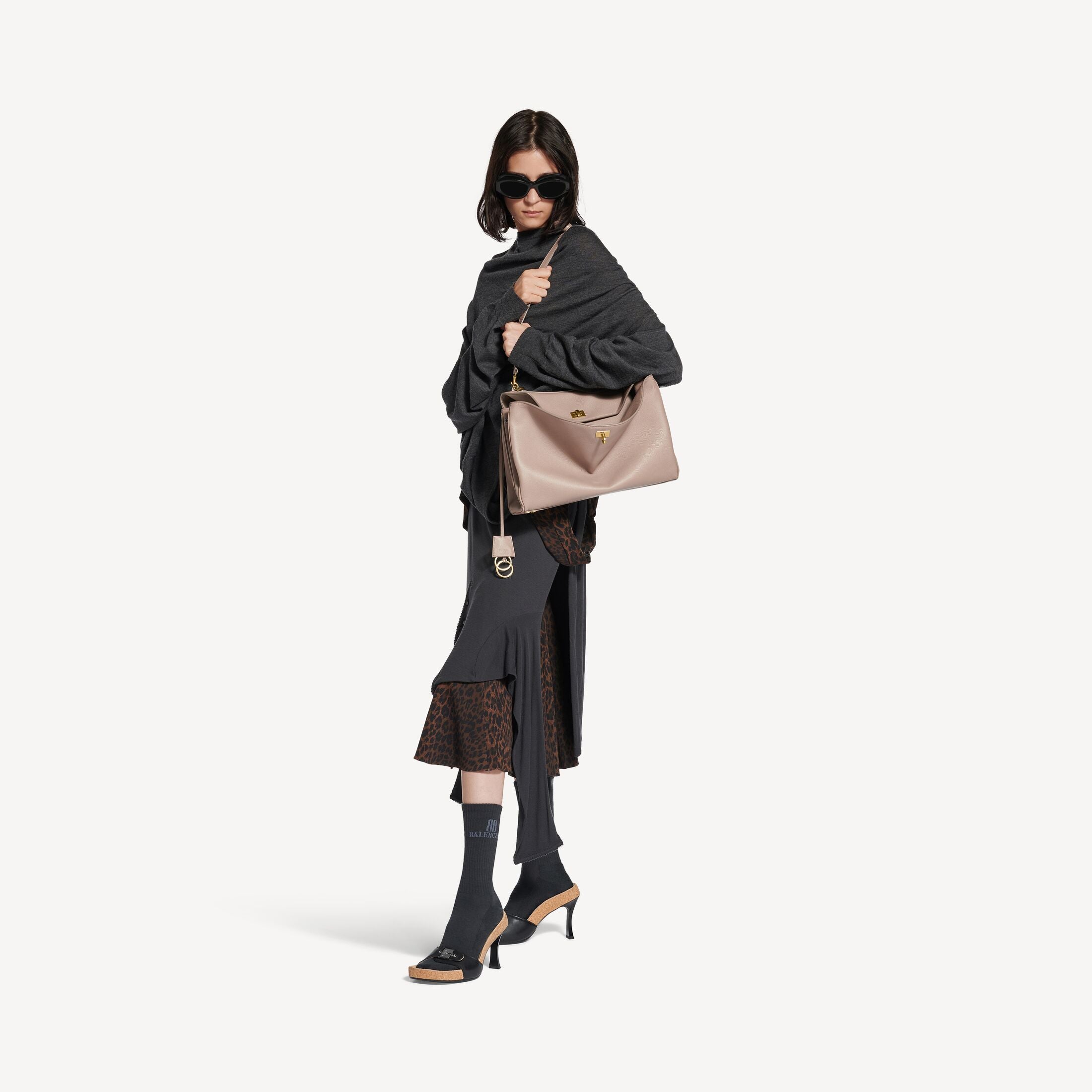 Balenciaga Rodeo Medium Handbag in Sesame Grained Calfskin