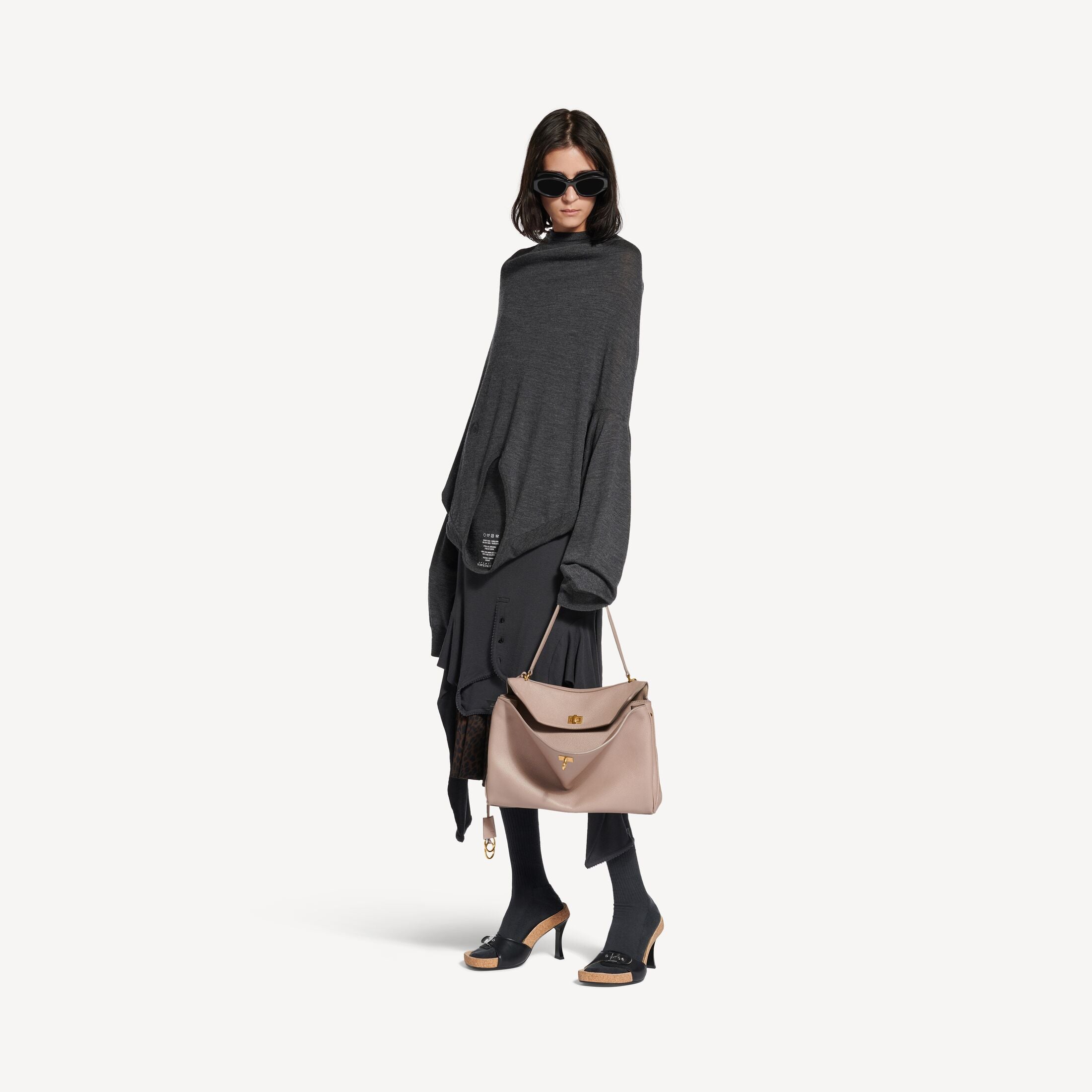 Balenciaga Rodeo Medium Handbag in Sesame Grained Calfskin