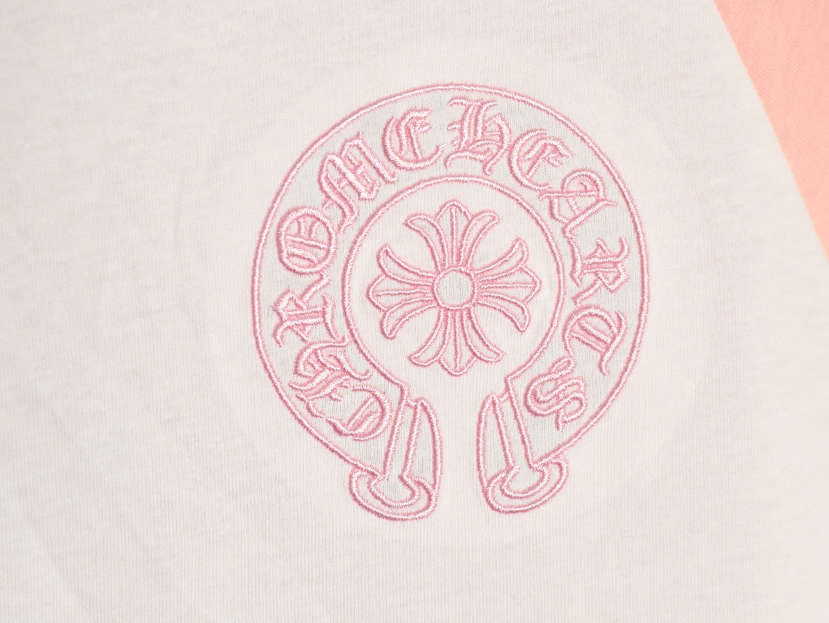 Raglan Long Sleeve T-Shirt White & Pink