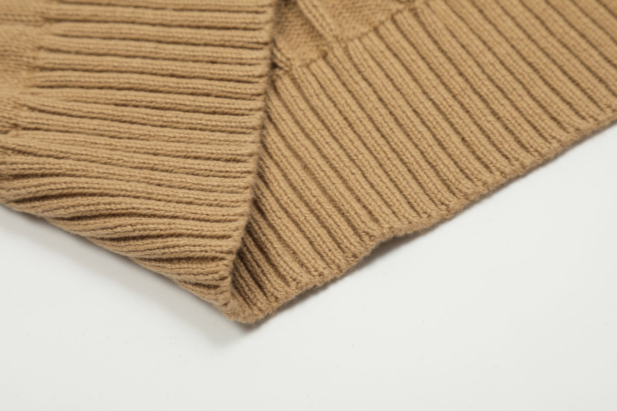 Cable-Knit Crewneck Sweater Tan