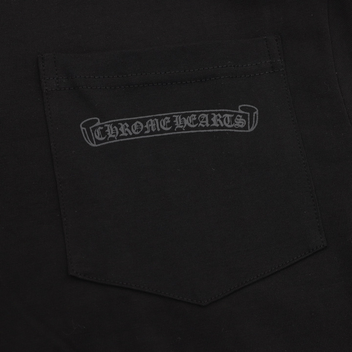Orange Script Long Sleeve Pocket T-Shirt Black
