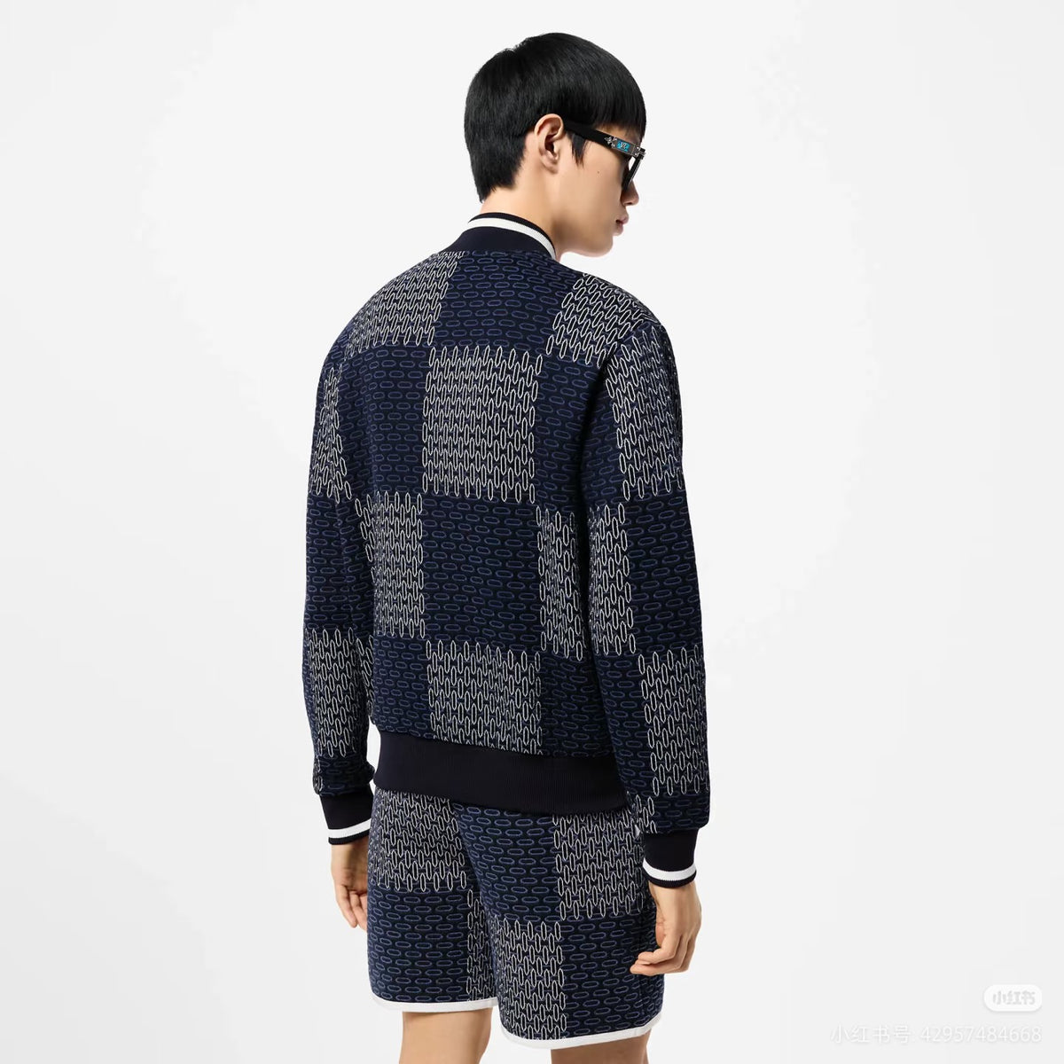 Damier Quilted Cotton Bomber Navy