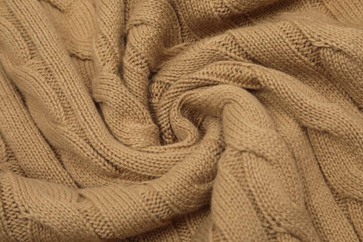 Cable-Knit Crewneck Sweater Tan