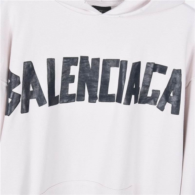 New Tape Type Oversized Hoodie Off-White