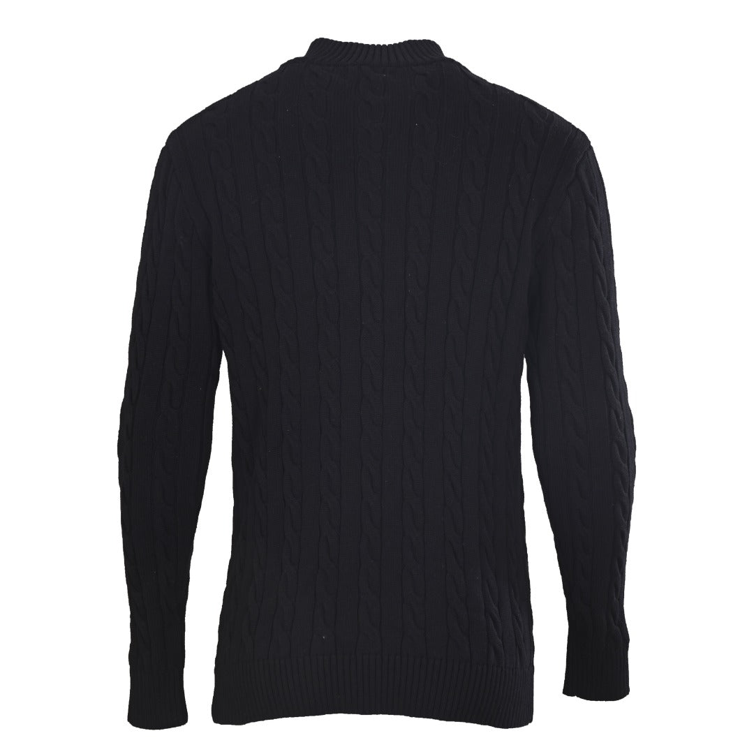 Cable-Knit Cotton Quarter-Zip Sweater Black