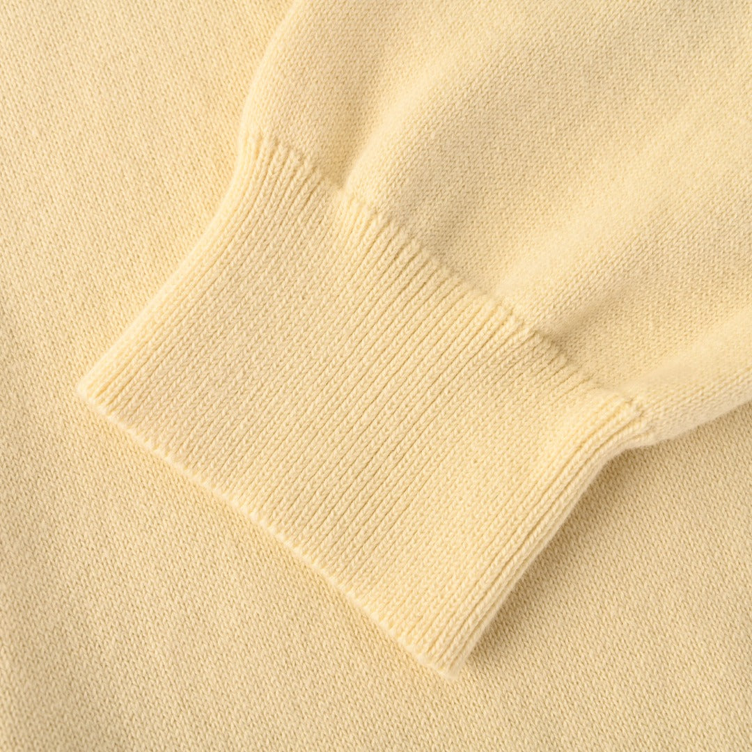 Polo Collar Buttoned Cardigan Pale Yellow