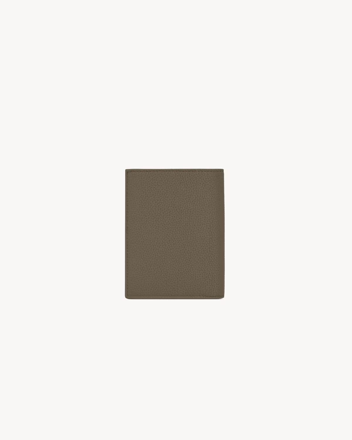 Saint Laurent Tiny Cassandre Credit Card Wallet in Grained Leather