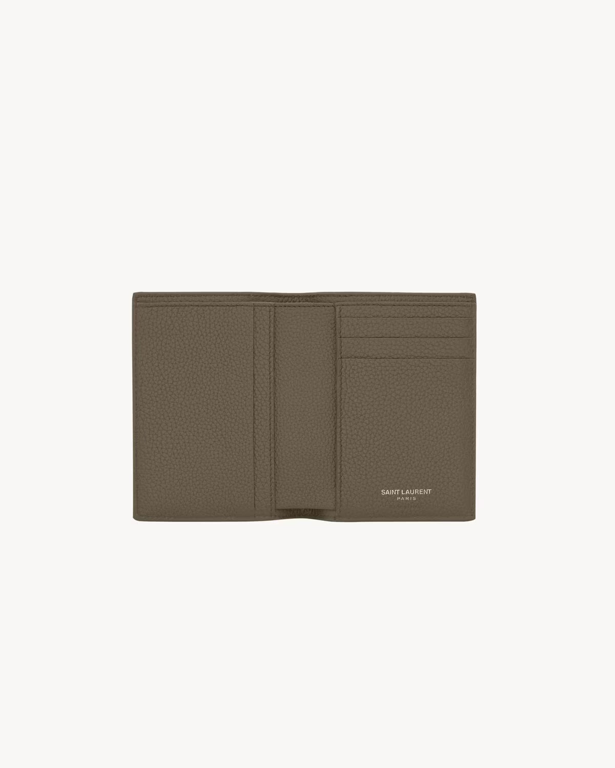 Saint Laurent Tiny Cassandre Credit Card Wallet in Grained Leather