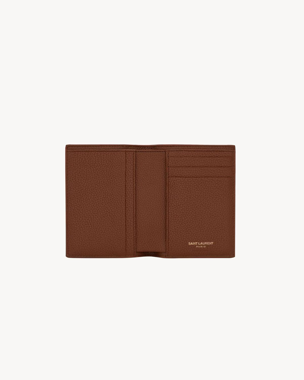 Saint Laurent Tiny Cassandre Credit Card Wallet in Grained Leather