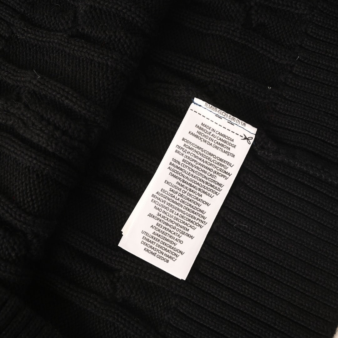 Cable-Knit Cotton Quarter-Zip Sweater Black