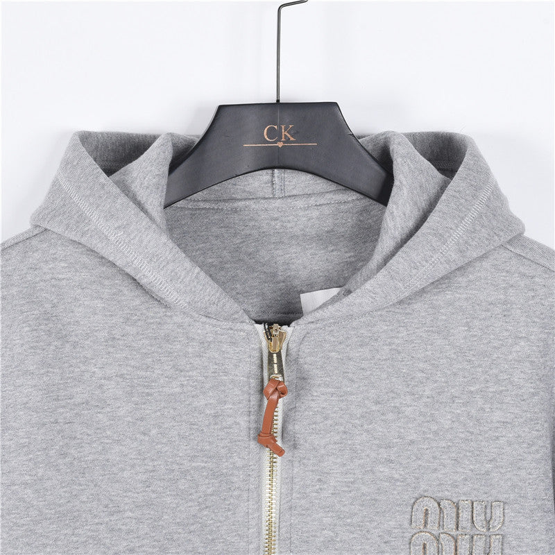 Tonal Logo Zip-Up Grey