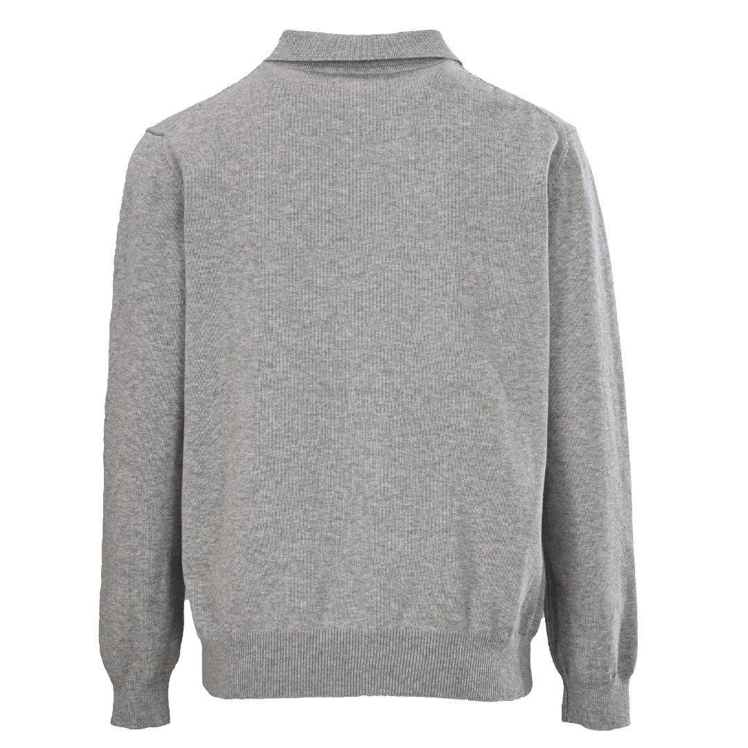 Polo Collar Knit Cardigan Grey