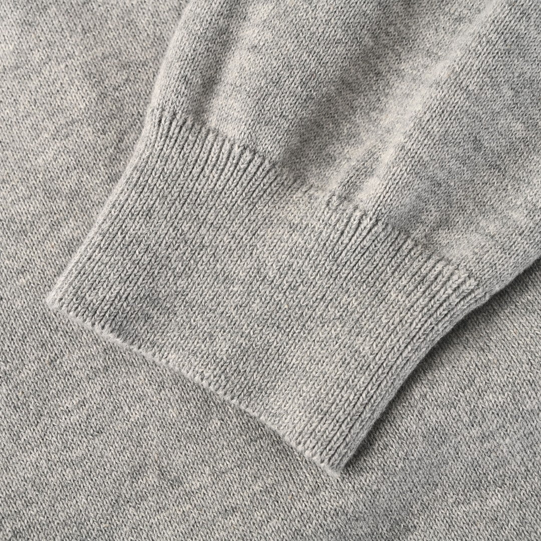 Polo Collar Knit Cardigan Grey