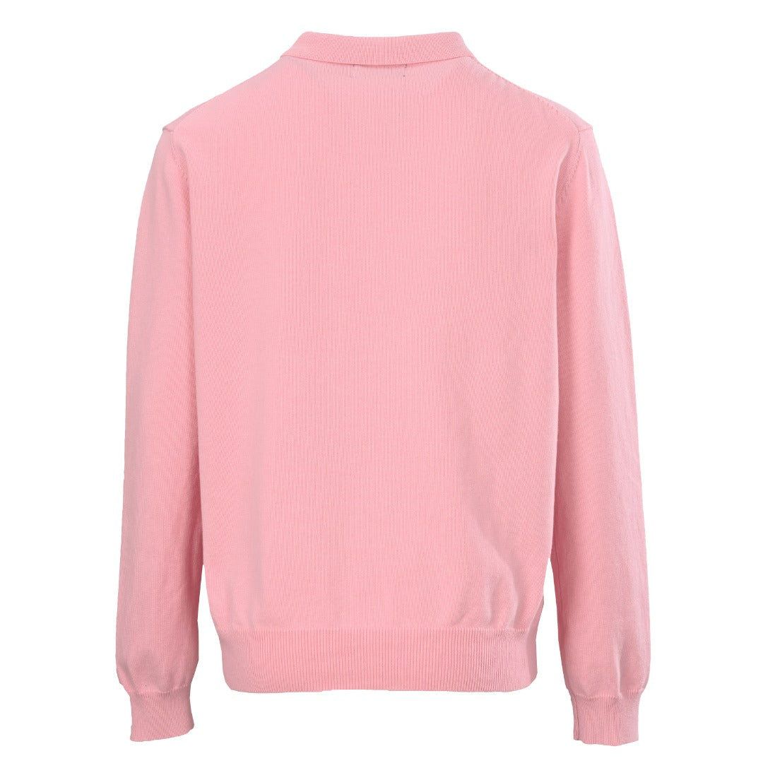Polo Collar Buttoned Cardigan Light Pink