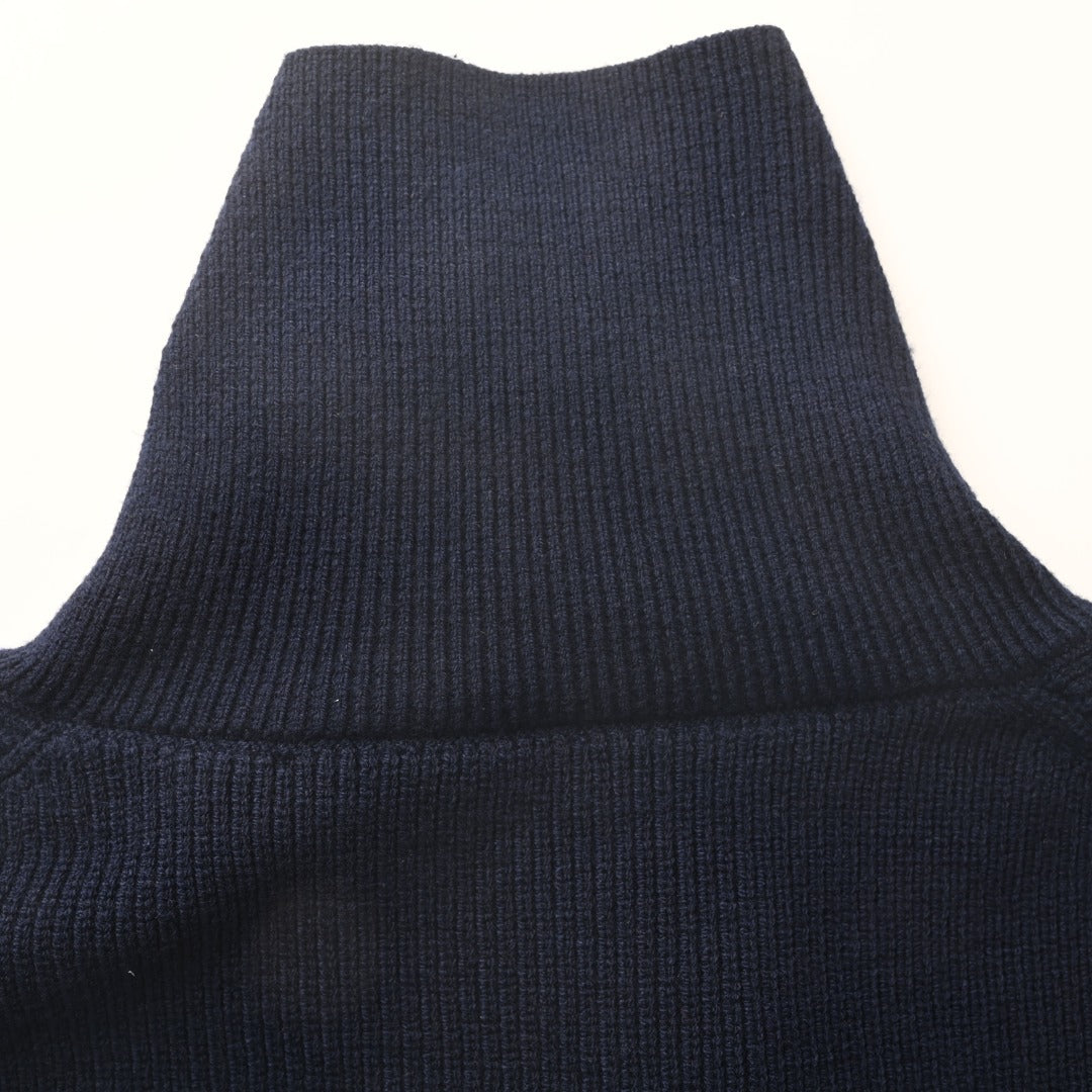 Ribbed Half-Zip Navy Blue