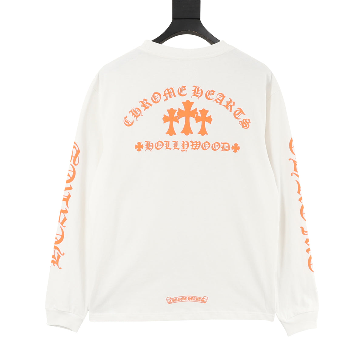 Triple Cemetery Cross Hollywood Long Sleeve T-Shirt White & Orange