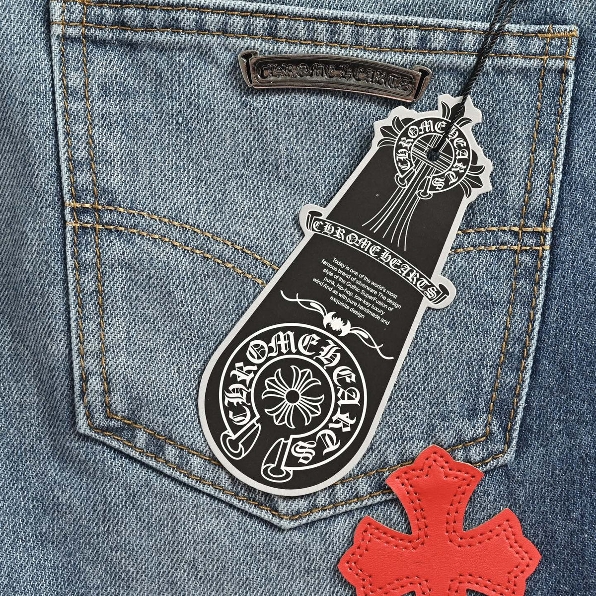 Multicolor Cross Patch Denim Jeans Blue Wash