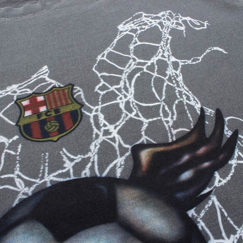 Barcelona x Cactus Jack Spray Logo T-Shirt Stained Black