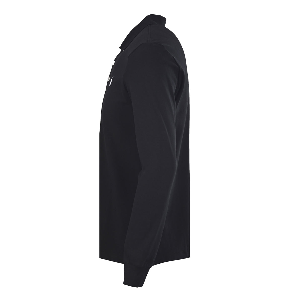 Long-Sleeve Stretch Mesh Polo Black