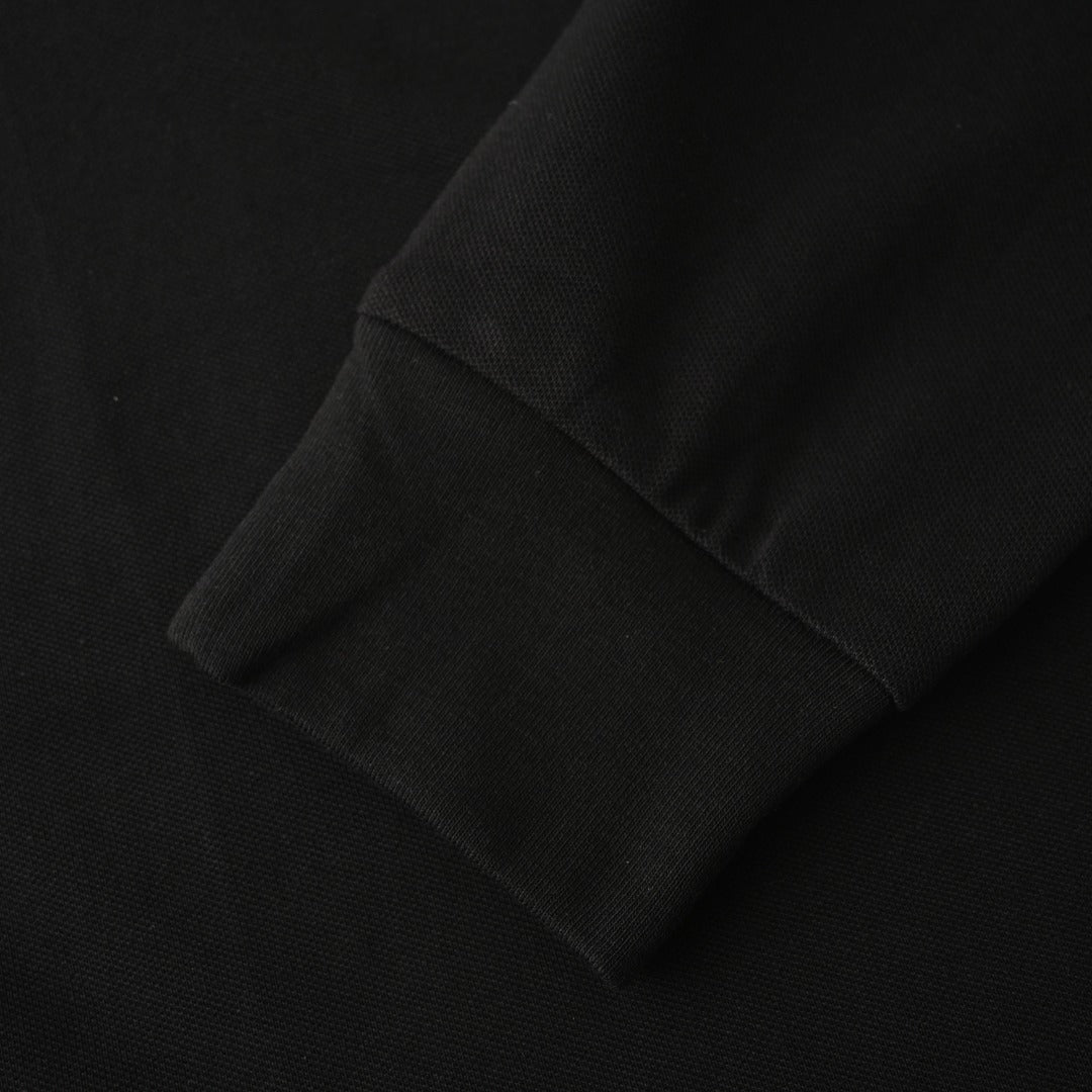 Long-Sleeve Stretch Mesh Polo Black