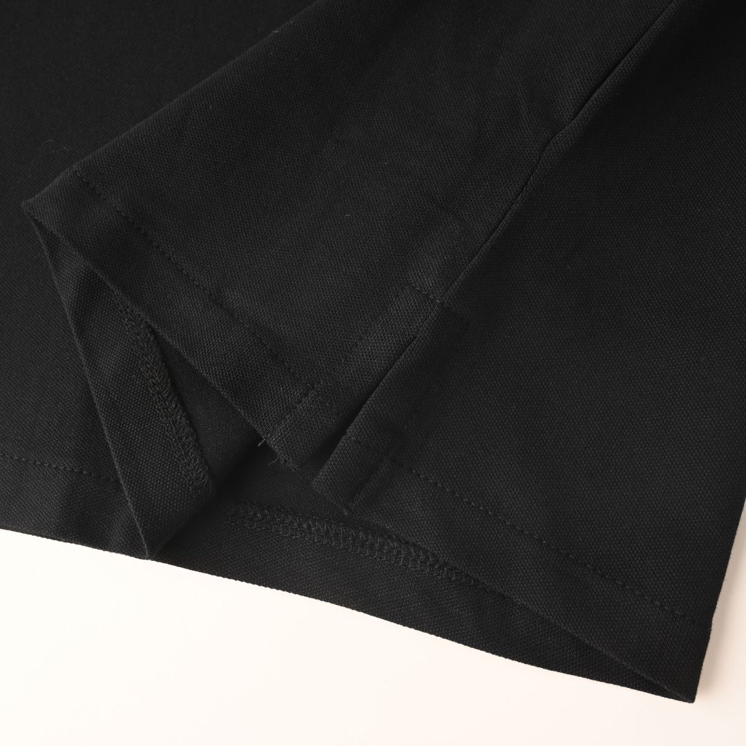 Long-Sleeve Stretch Mesh Polo Black
