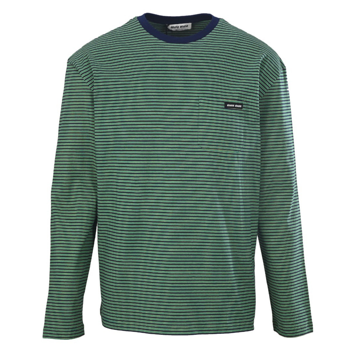 Striped Cotton Jersey Green & Navy