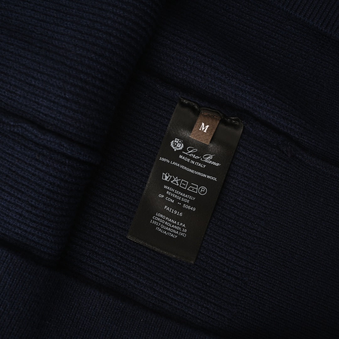 Ribbed Half-Zip Navy Blue