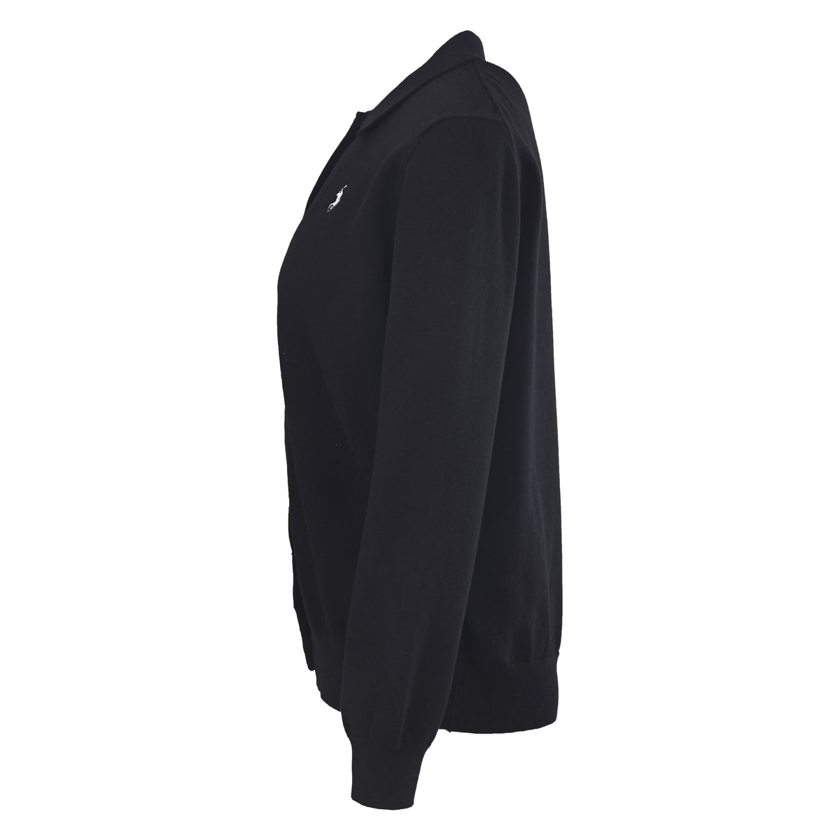 Polo Collar Buttoned Cardigan Black