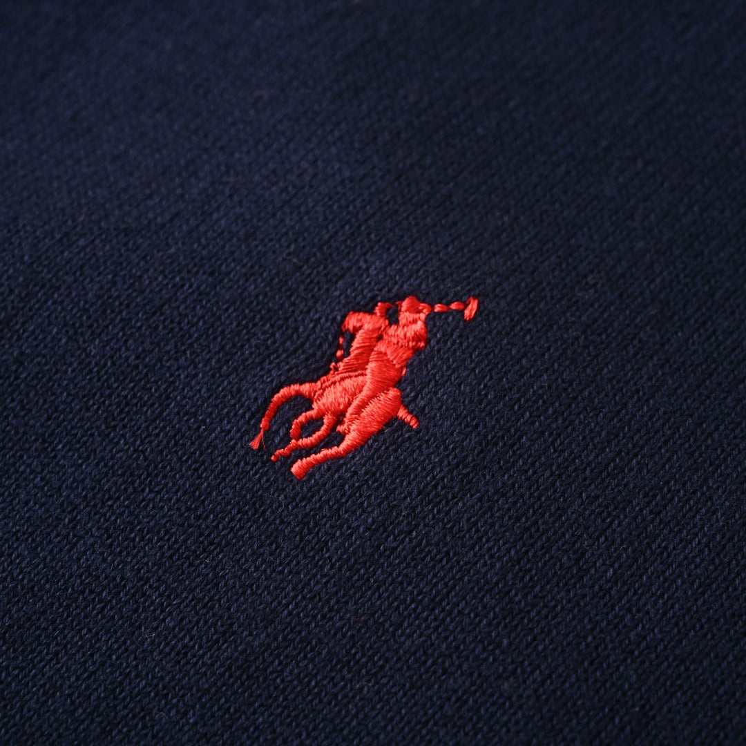 Polo Collar Cardigan Navy Blue