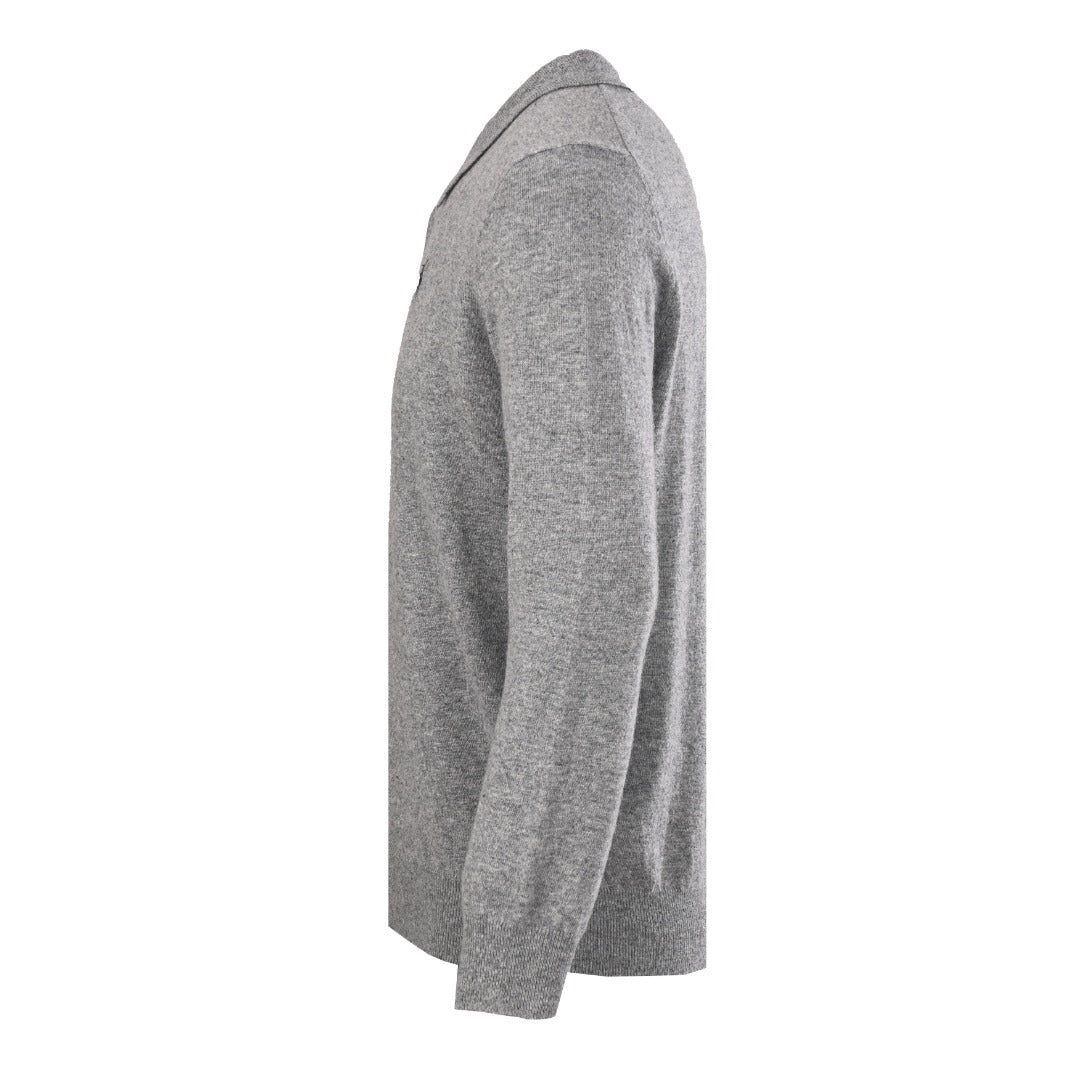 Wool-Cashmere Polo-Collar Sweater Grey Heather