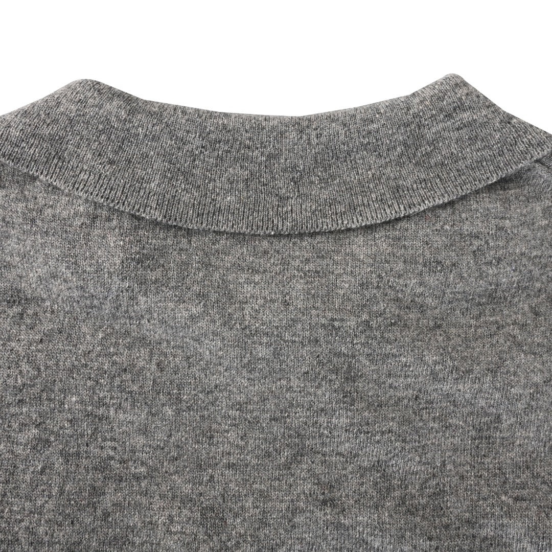Wool-Cashmere Polo-Collar Sweater Grey Heather