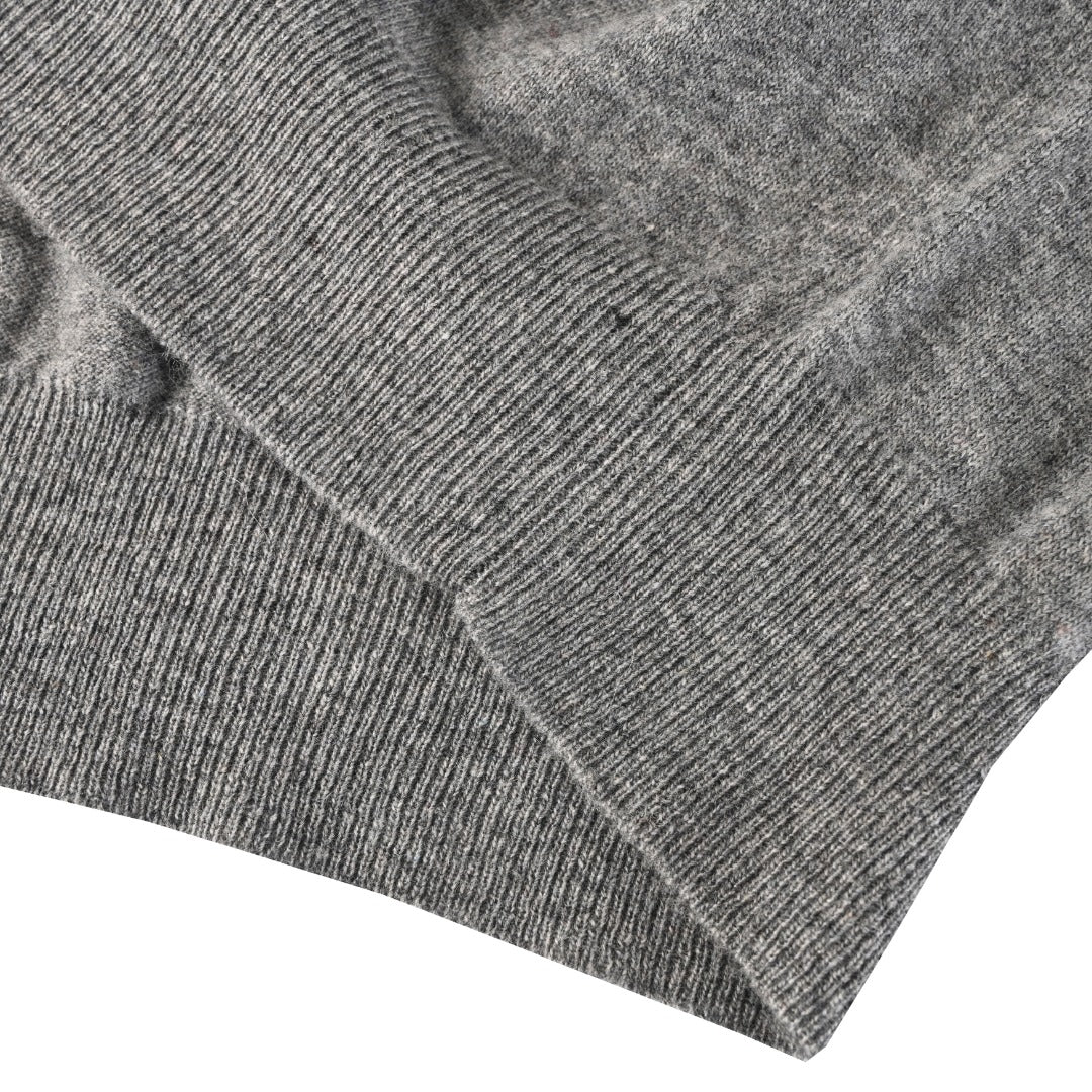 Wool-Cashmere Polo-Collar Sweater Grey Heather